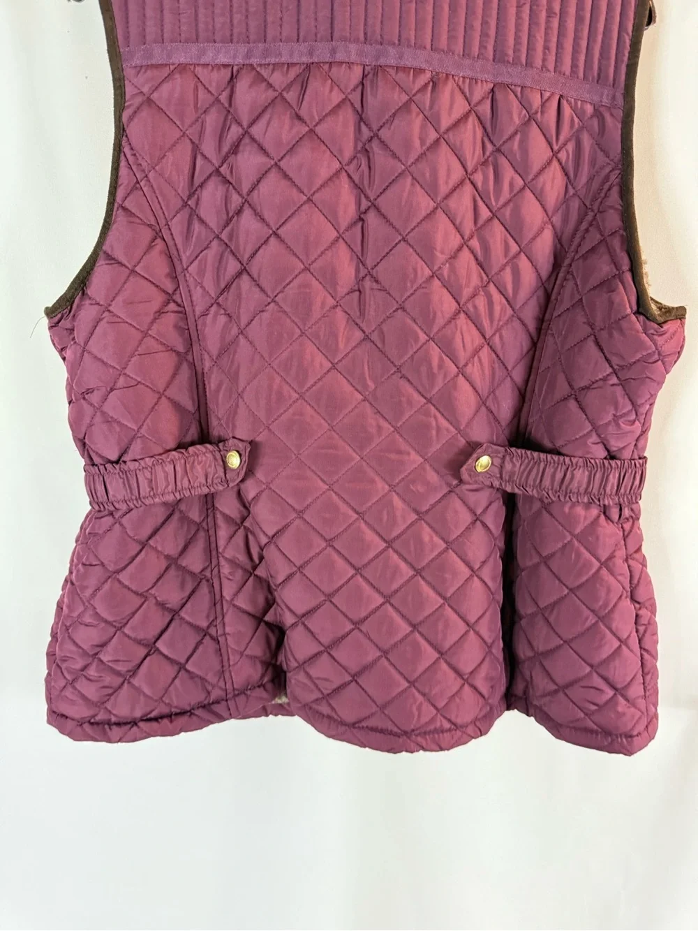 Weatherproof Women's Puffer Vest Full Zip Buttons Pockets Fuzzy Lined Purple XL - Picture 12 of 14